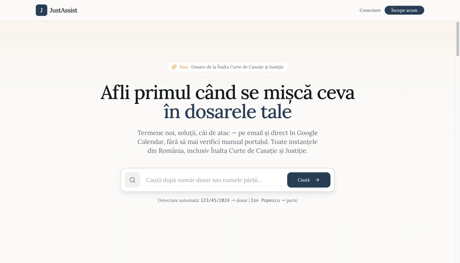 JustAssist — căutare și monitorizare dosare de instanță